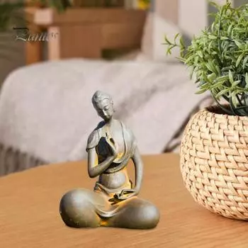 Японская железная статуэтка Будды Дзадзэн, миниатюрная чугунная статуэтка монаха, настольная скульптура Будды для медитации, декор для дома в стиле дзен S A