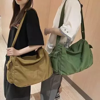 Японская женская и мужская сумка через плечо, большие холщовые сумки-мессенджеры для студентов, брендовые сумки-книжки 2023, женские сумки-ранцы коричневый