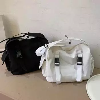 Японская женская сумка-мессенджер в стиле Харадзюку, однотонные холщовые сумки через плечо, студенческие сумки большой вместимости, сумка через плечо Bolsos Sac чёрный