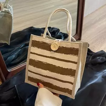 Японская женская сумка на выход, универсальная сумка из мешковины для девочек, маленькая сумка-портфель, сувенир в стиле ретро 21*21*12