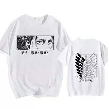 Японские аниме-футболки «Атака титанов» для мужчин и женщин, летние футболки, хлопковые футболки с коротким рукавом с принтом, модные футболки больших размеров XS