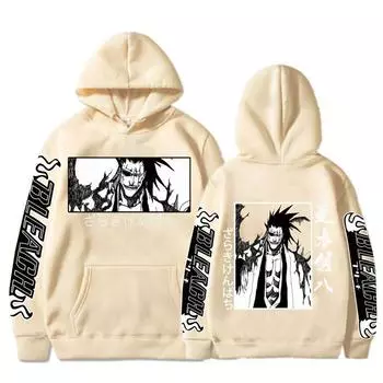 Японские аниме-толстовки Bleach с принтом Zaraki Kenpachi для мужчин и женщин, уличная одежда больших размеров, удобная толстовка Harajuku XS чёрный