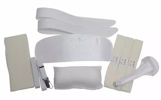 Японские аксессуары для кимоно, комплект из белого переда, 2 воротника, кимоно, 3 талии, дата, тройная, сделано в Японии [Хасэгава] 11, (Подушка оби, пластина, сердечники, пояс, белый