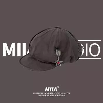 Японские береты Niche Star Medal для женщин, летние и осенние, универсальные, солнцезащитные, индивидуальные, ретро, восьмиугольные шляпы 56-58cm серый