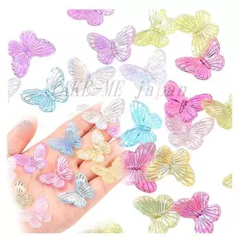 Японские детали декора, бусины, взбитые детали декора, бабочка, разноцветные кусочки, случайные, разноцветные бабочки, набор бусин, коллекционная карточка, детали декора, акриловые бусины, декор