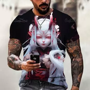 Японские футболки с рисунком «Женщины-кошки», крутые мужские и женские футболки с принтом в классическом классическом художественном стиле, модные свободные топы с круглым вырезом и короткими рукавами XL