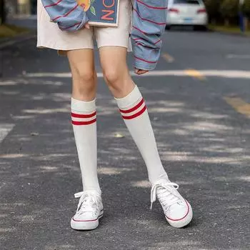 Японские гольфы JK Knee High Socks Kawaii Striped Black White Cotton Long Tube Stockings for Women Girls Students Fashion Legs Heathers One Size