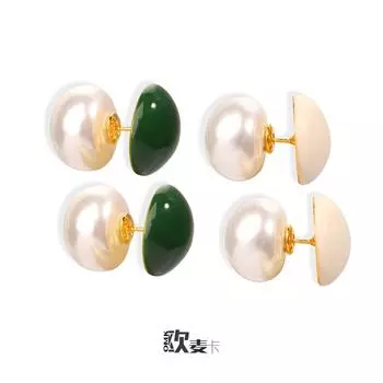 Японские и элитные серьги с имитацией жемчуга, женские легкие роскошные ретро-серьги-гвоздики с цветной глазурью и позолотой из меди