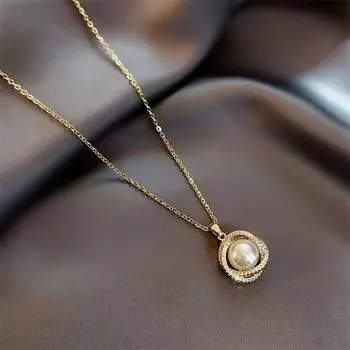 Японские и корейские геометрические жемчужные инкрустированные бриллиантами полые ожерелья, модные ретро-цепочки с имитацией барокко на ключицы