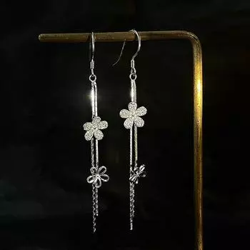 Японские и корейские свежие и сияющие цветы кисточки супер фея серьги для женщин