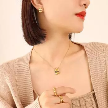 Японские и корейские ювелирные изделия Xiaoxiangfeng, модный тренд, простой полосатый маленький чайник, ожерелье, серьги, комплект ювелирных изделий