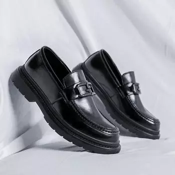 Японские кожаные туфли большого размера 45 Мужские туфли в ретро-британском стиле на плоской подошве 46 Весна и осень Новые мужские туфли 3501-R 38 чёрный