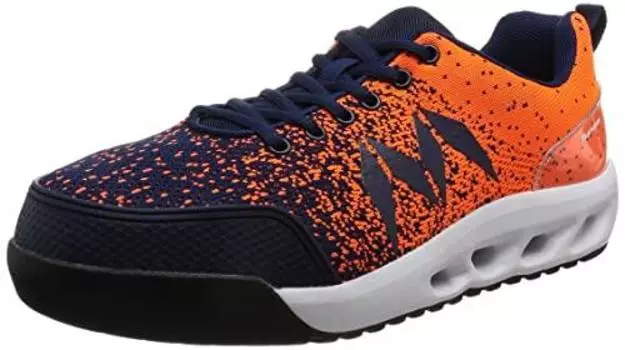 Японские кроссовки Gatsby Mandom Knit Safety — стальной носок, инновационный трикотажный материал (26 см - 8 США, оранжевый-синий)