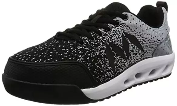 Японские кроссовки Gatsby Mandom Knit Safety — стальной носок, инновационный трикотажный материал (27 см - 9 US, Серо-черный)