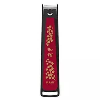 Японские кусачки для ногтей KAI (Цветение японской вишни) Изогнутое лезвие со стопором, чехол, сделано в Японии, ручная работа KE0501