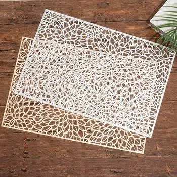 Японские квадратные ПВХ выдолбленные коврики для еды, изоляционная подкладка, бытовая противоскользящая тарелка для чаши, коврик для стола, аксессуары для украшения отеля