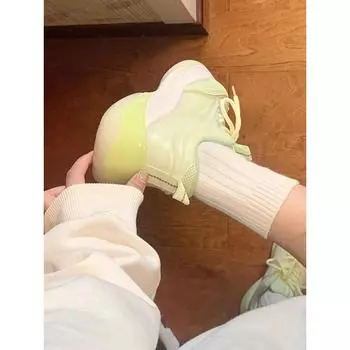 Японские маленькие свежие зеленые туфли для папы, женские, осень 2024, новый нишевый дизайн, удобная спортивная обувь с мягкой подошвой 35 зелёный