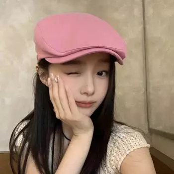 Японские милые и классные простые розовые береты для женщин 2024 года, новые всесезонные универсальные солнцезащитные шляпы для путешествий на открытом воздухе в стиле ретро 56-58cm розовый