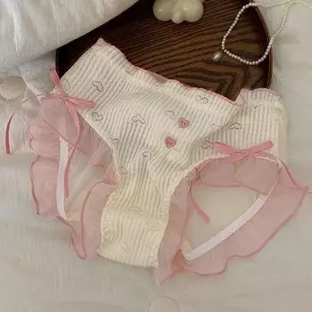 Японские милые треугольные трусики для девочек, сетчатое ветровое нижнее белье, удобное и дышащее, из чистого хлопка, нижнее белье для женщин M