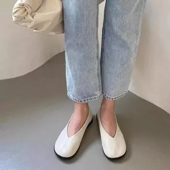 Японские мокасины с круглым носком, женские, мягкие кожаные туфли на плоской подошве, мокасины с лоскутным шитьем, женские, удобные балетки, без застежек, ленивые мюли 35 чёрный