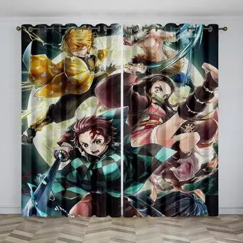 Японские мультяшные аниме-сериалы, 2 панели, детские любимые комнаты, спальни, гостиной, окна, декоративные шторы 50W130H(CM)x2&Hook