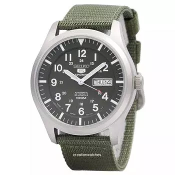 Японские мужские часы Seiko 5 Military Automatic Sports SNZG09 SNZG09J1 SNZG09J зелёный