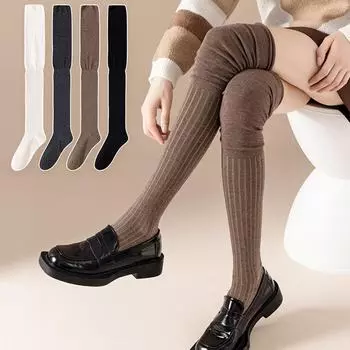 Японские носки выше колена из чистого хлопка средней длины в стиле Лолита для косплея Summer thin knee socks белый