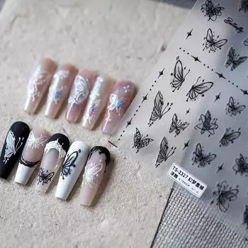 Японские новые технологии, тонкие и прочные трехмерные наклейки для ногтей, клейкие наклейки для ногтей, бабочка мечты TS-3324