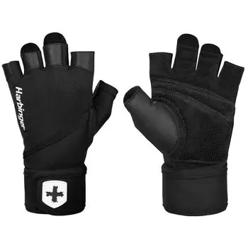 Японские перчатки Harbinger Training для тренировки мышц и тяжелой атлетики Pro Wrist Wrap Gloves Black M 22278 [Оригинальный продукт] 2.0 (Назад чёрный