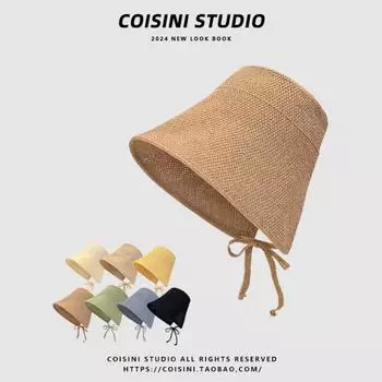 Японские ретро-кепки Loli из хлопка и льна для женщин, весенние и летние путешествия, универсальные, популярные солнцезащитные шляпы с большими полями 56-58cm бежевый