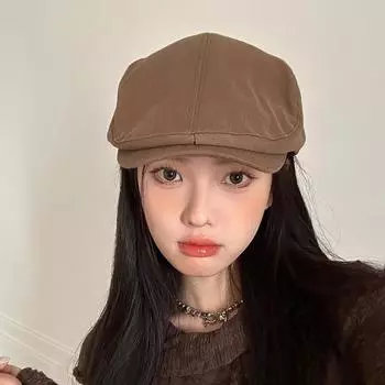 Японские ретро простые шляпы Forward для женщин и мужчин весна и лето новые дорожные универсальные повседневные однотонные береты 56-58cm кофейный