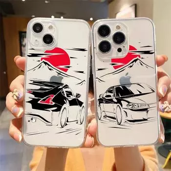 Японские спортивные автомобили JDM для мужчин, прозрачный мягкий чехол для телефона для iPhone 15 14 13 12 11 Pro Max XS X XR 7 8 Plus, противоударный чехол iPhone X XS