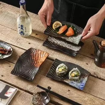 Японские суши Сашими Блюдце Коммерческий Homestay Izakaya Якитори Шпажки Бытовая черная керамическая посуда