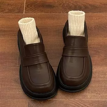 Японские туфли-лодочки в стиле колледжа с толстой подошвой, базовый стиль, маленькие кожаные туфли для женщин, новые весенние и осенние универсальные туфли-лодочки с круглым носком Tide 35