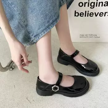 Японские туфли Мэри Джейн на платформе, женские, весна-осень, пряжка, дизайнерские туфли из лакированной кожи, женские, модные, повседневные туфли-лодочки для женщин 35 абрикосовый