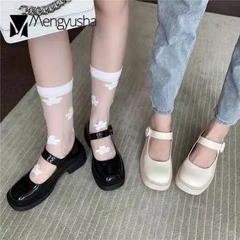 Японские туфли в стиле Лолиты для девочек на платформе с ремешком Mary Jean Обувь для косплея горничной Женские туфли с квадратным носком Женские туфли-лодочки 5 бежевый