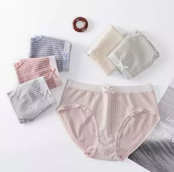 Японские удобные эластичные трусы-брифы в клетку XL белый