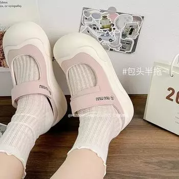 Японские уродливые милые туфли Мэри Джейн 2025 года, новые туфли на платформе с двумя носками, женские летние спортивные сандалии с сумкой 35 розовый