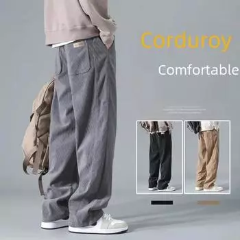 Японские винтажные вельветовые повседневные брюки для мужчин весна-осень прямые рабочие брюки стиль модные спортивные брюки S чёрный