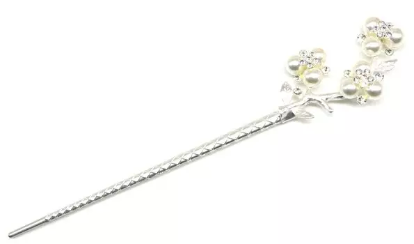 Японские волосы Miaomyao, старинные аксессуары для волос в виде цветка вишни [Miaomyao] Шпилька, Стиль, Tomesode, Кимоно, Украшение, Металл, Пара, Пара, Цветок, серебряный