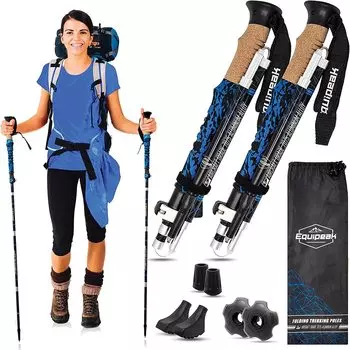 Японские жесткие спецификации, одобренные туристами через руководство Equipeak Trekking Pole Mountaineering Stock Cane Pole Walking Stick SS [Авторизованный синий