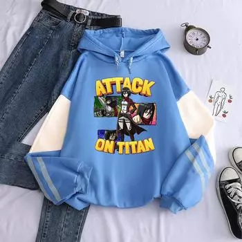 Японский аниме Attack On Titan Mikasa Графический принт с капюшоном для мужчин и женщин Модные толстовки с капюшоном Плюс Размер Толстовка Harajuku Мужская уличная одежда XS белый