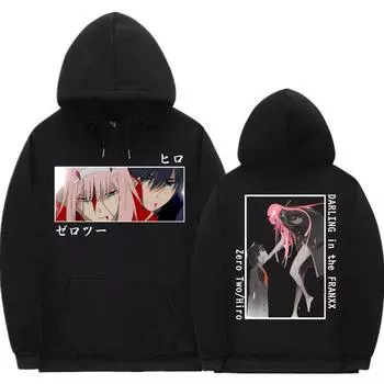 Японский аниме Darling In The Franxx Zero Two Hiro Графический принт Толстовка Мужчины Женщины Большие размеры Толстовки Повседневная уличная одежда Топы L