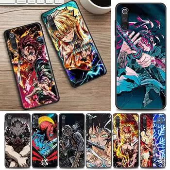 Японский аниме Demon Slayer Phone Shell для Xiaomi Mi A2 8 9 SE 9T 10 10T 10S CC9 E Note 10 Lite Pro 5G мягкий черный чехол Funda Xiaomi Mi A2 Lite