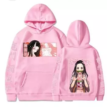 Японский аниме Demon Slayer Женская толстовка с капюшоном 3D Printed Sweatshirt Осень Harajuku Warm Streetwear Толстовка размера плюс S