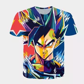 Японский аниме Dragon Ball 3D цифровая печатная толстовка мультфильм мужчина и женщина пара свободная круглая горловина футболка с короткими рукавами S