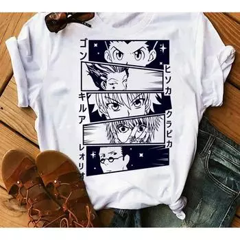 Японский аниме Hunter X Hunter Графический принт Футболка Модная повседневная винтажная футболка с коротким рукавом Женская S