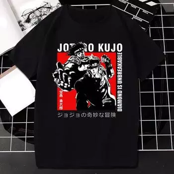 Японский аниме JOJO Bizarre Adventure Графический принт Футболка унисекс Унисекс Модная уличная одежда Короткий рукав Футболка размера плюс унисекс 4XL