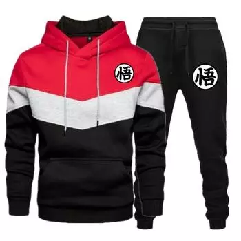 Японский аниме-логотип Wu Font, забавный уличный теплый спортивный комплект с капюшоном, толстовки + брюки, комплект из 2 предметов, роскошная спортивная одежда, женский костюм, одежда S