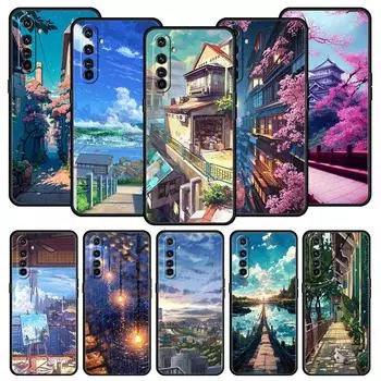 Японский аниме пейзаж для Realme GT Neo 2 3 3T чехол для телефона Realme 11 10 9 8 5G 7 6 GT2 Pro Plus C21 C11 C25 C35 мягкий чехол Realme 11